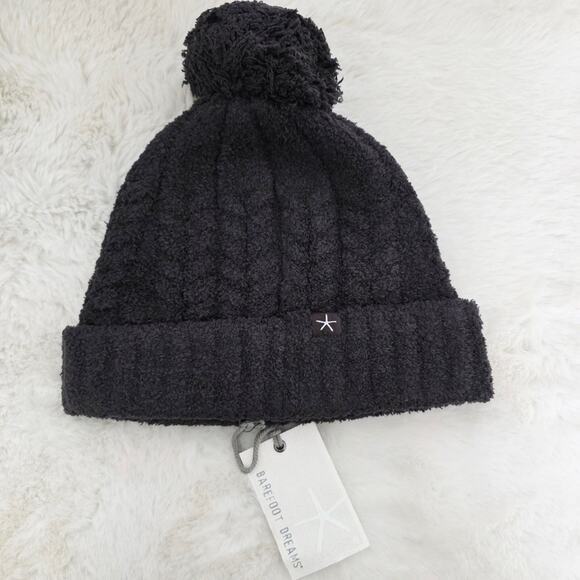 Barefoot Dreams Accessories - Barefoot Dreams CozyChic Cable Knit Beanie Hat Pom Pom Slouchy Brown NWT OS